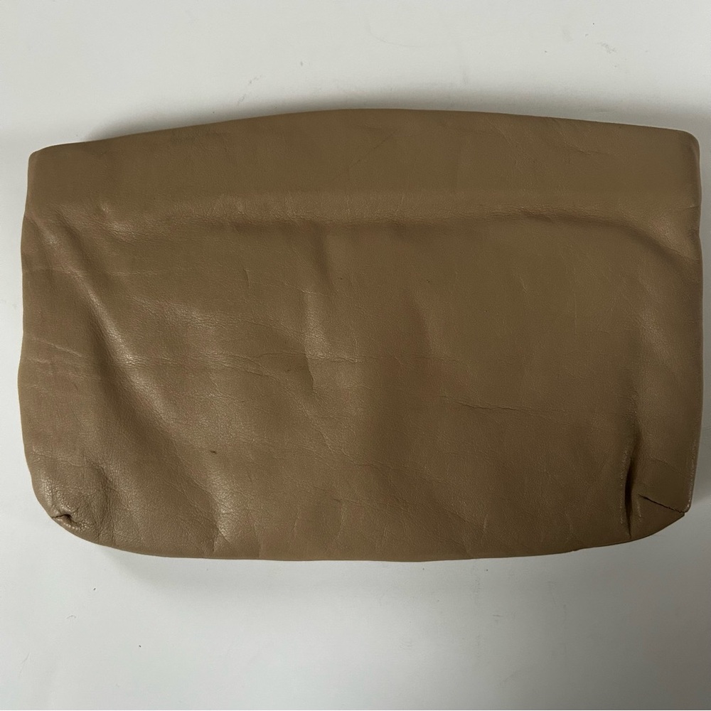 Set of 2 Vintage Leather Clutch Handbags Blue Taupe Chic Minimal Classic - Picture 12 of 16